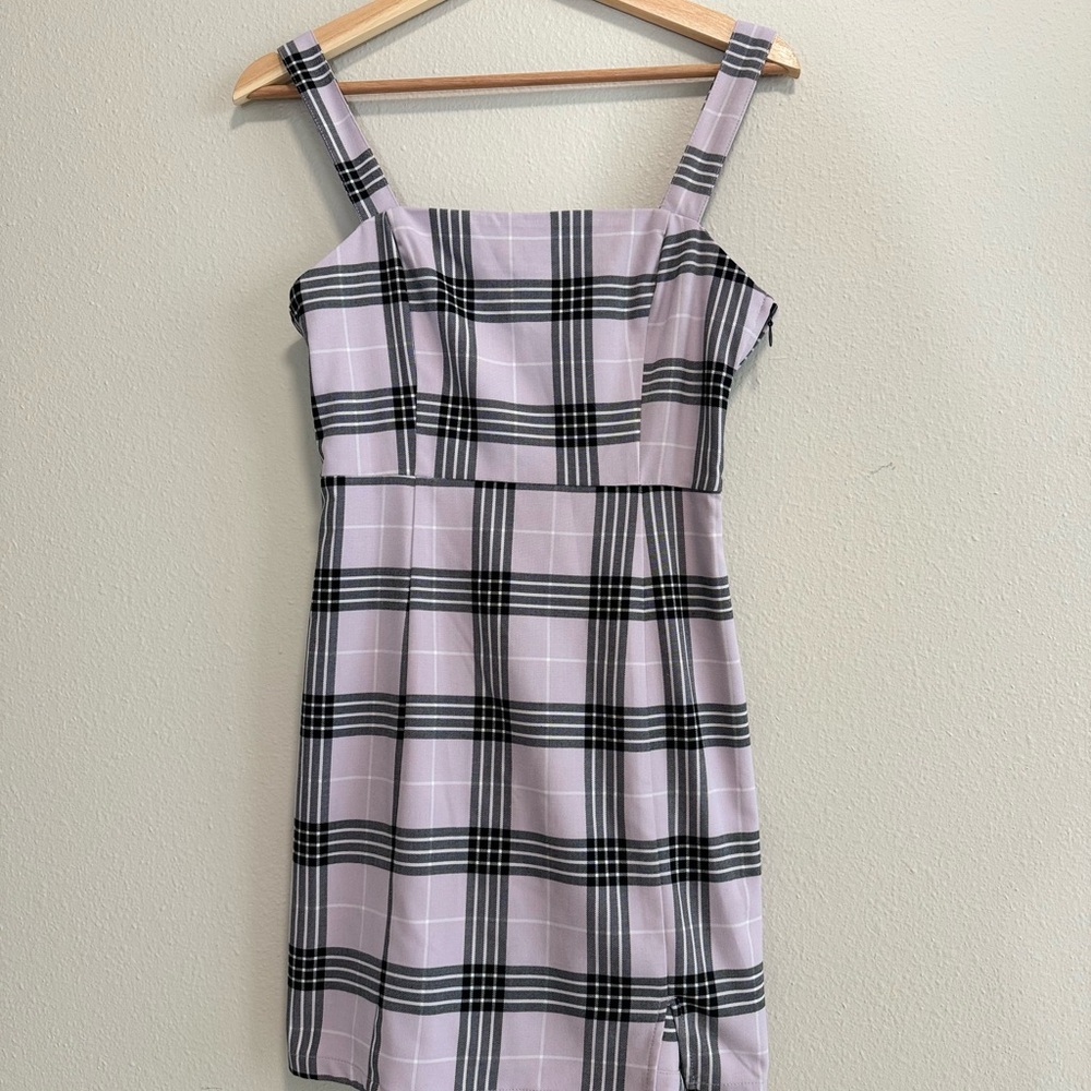 Plaid Purple and Black Mini Dress